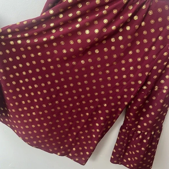 Michael Kors Dark red  and gold blouse MK top long sleeve small size - Picture 10 of 16